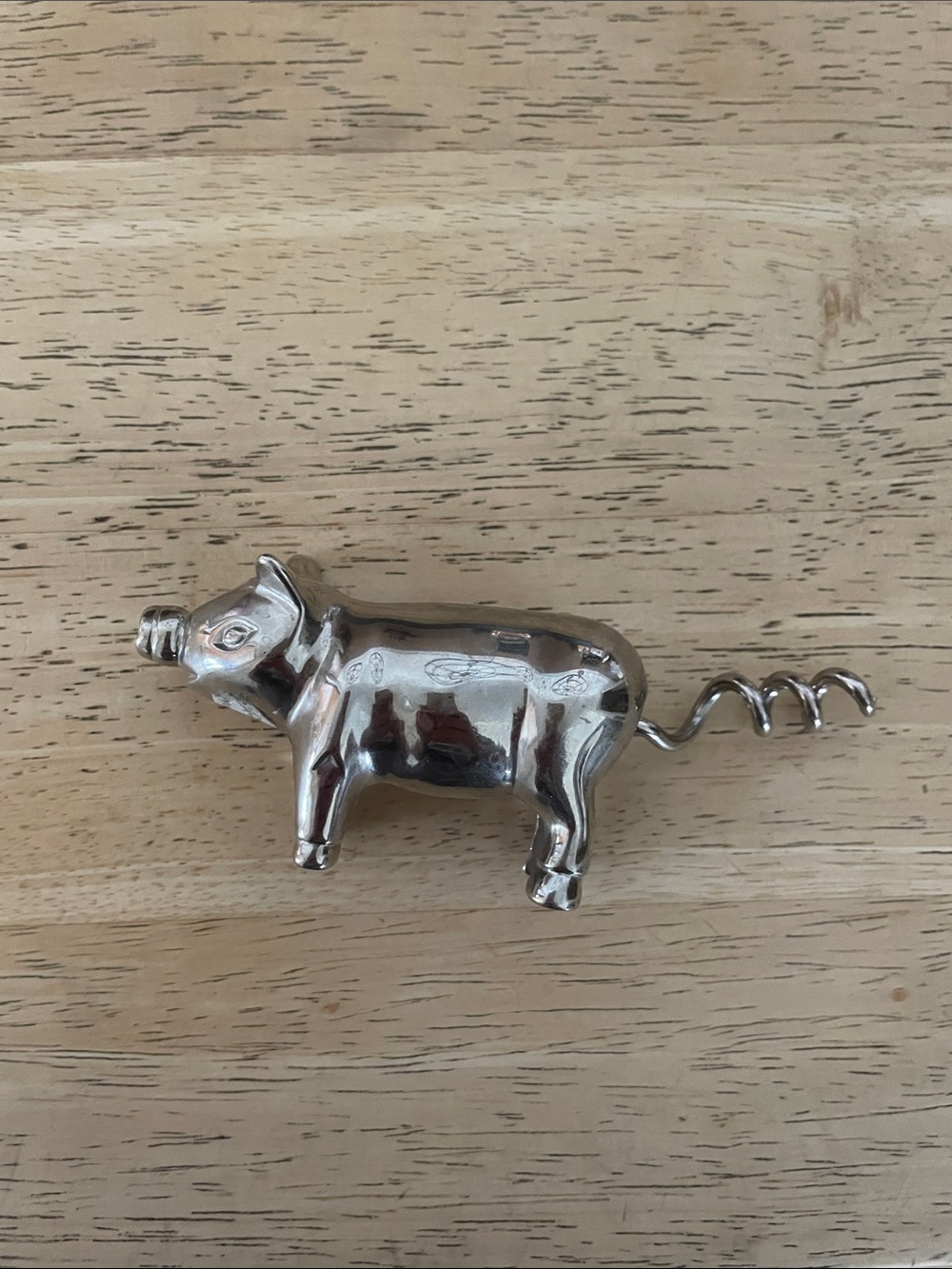 Small  metal pig corkscrew, 4in in length, eclectic, drinks, cocktails, party